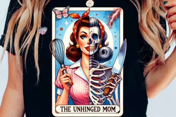 Embrace the Chaos: The Unhinged Mom Tarot Card PNG