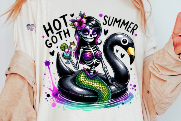 Hot Goth Summer PNG: Your Summerween Mermaid Design Asset