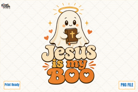 Jesus is My Boo Retro Ghost Bible PNG: Faith Meets Fall Fun