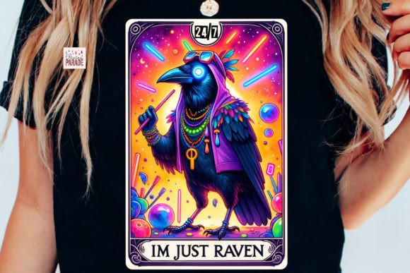 Raven Tarot Card PNG: Dance Rave Crow for Bold Design