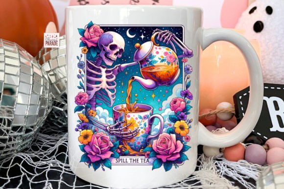 Skeleton Mama Tarot PNG Spill the Tea: A Bold Digital Asset