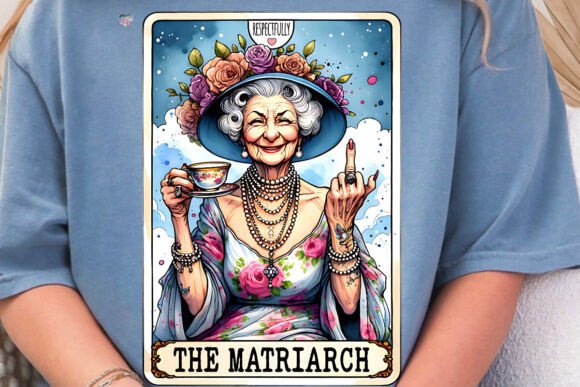The Matriarch Old Lady Tarot Card PNG: Sassy Sublimation Design